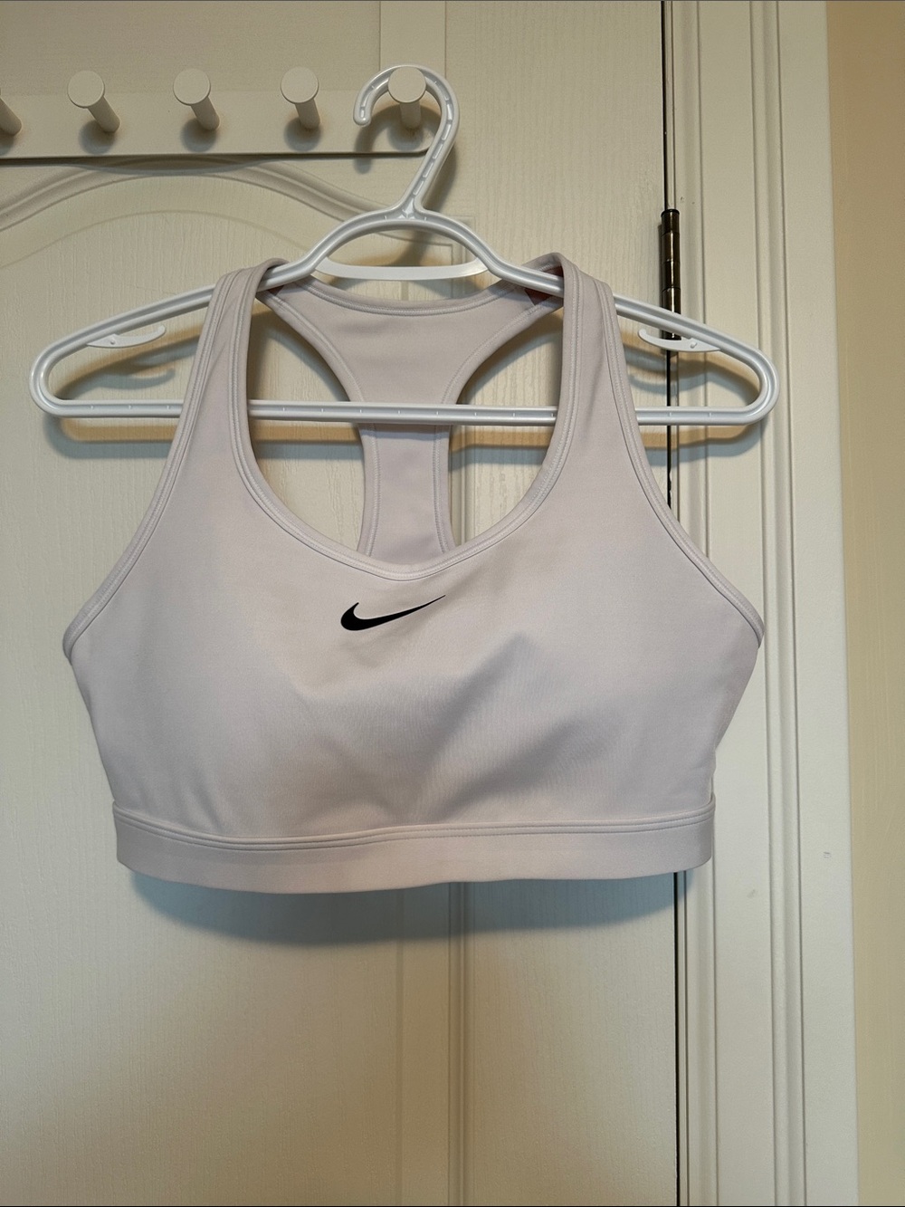 Nike White Racerback Sports Bra with White Swoosh